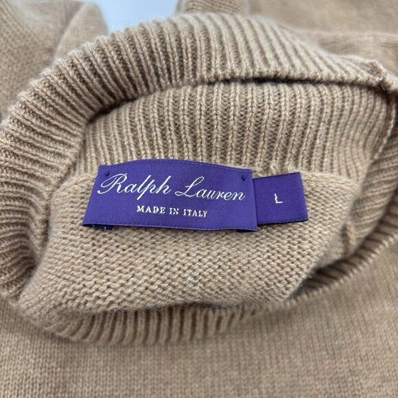 Ralph Lauren Purple Label Men's Cashmere Turtleneck Cashmere Sweater Tan Brown L - Picture 4 of 8